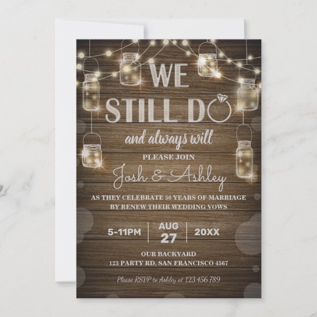 Invitation Arrière - plan de bois rustique en verre clair Ann (Devant)