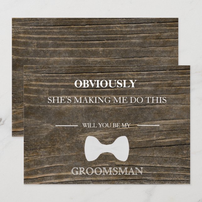 Invitation Arrière - plan De Bois Serez-Vous Mon Groomsman ? (Devant / Derrière)