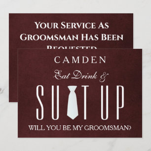 Invitation Arrière - plan de bois Suitup Serez-vous mon groom