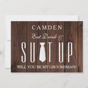 Invitation Arrière - plan de bois Suitup Serez-vous mon groom