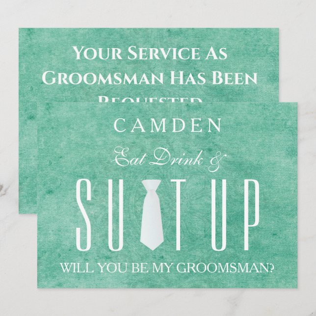 Invitation Arrière - plan de bois Suitup Serez-vous mon groom (Devant / Derrière)