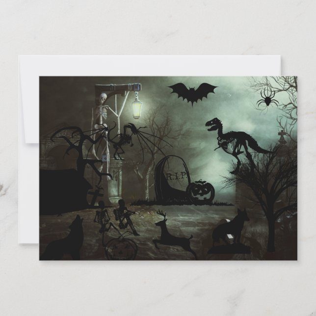 Invitation arrière - plan de halloween avec maison hantée, to (Devant)