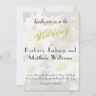 Invitation Arrière - plan de marguerite Flowy Jaune Mariage d