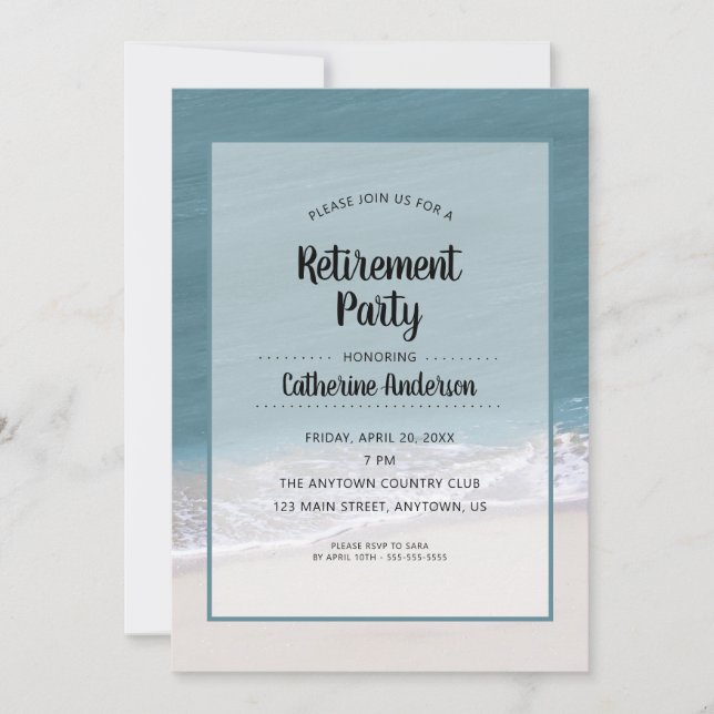 Invitation Arrière - plan de plage du Parti de la retraite (Devant)