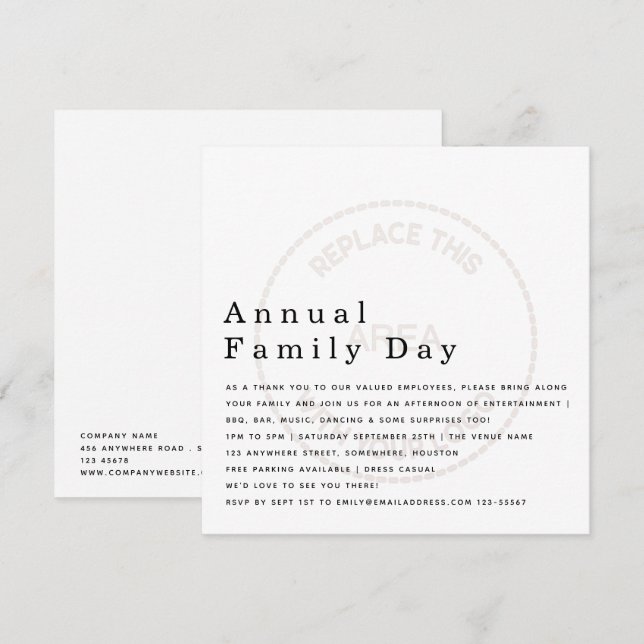 Invitation Arrière - plan du logo de la famille de (Devant / Derrière)
