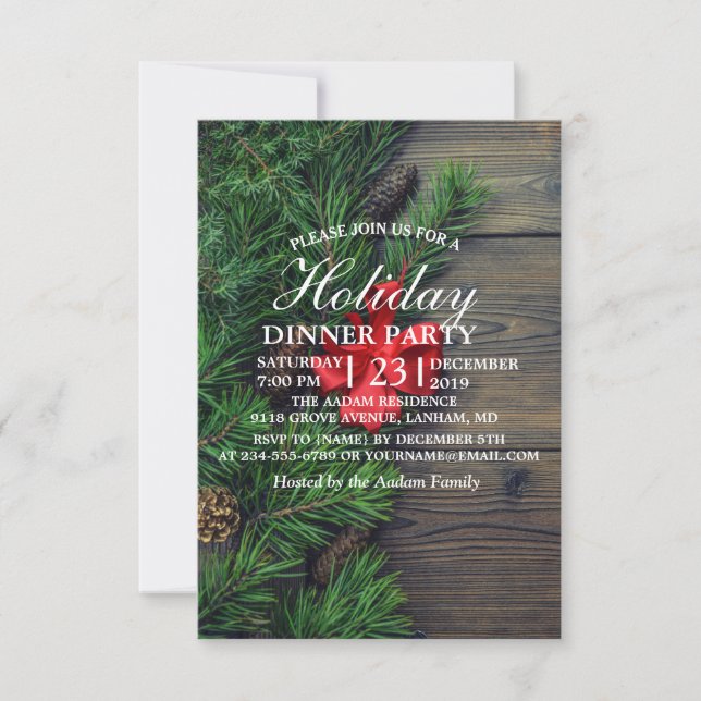 Invitation arrière - plan en bois sur le thème de Noël (Devant)