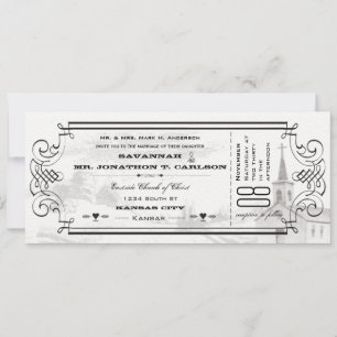 Invitation Arrière - plan ivoire Chapelle noire Mariage de bi