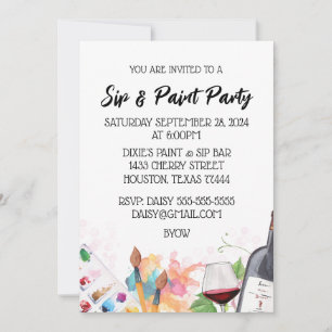 Invitation Arrière - plan léger Sip & Paint