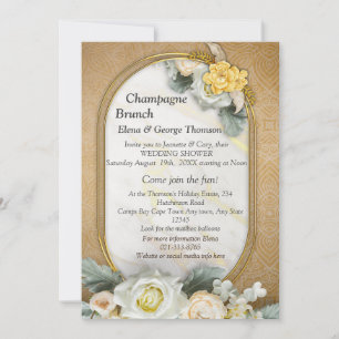 Invitation Arrière - plan Mandala Gold avec Roses Blanches