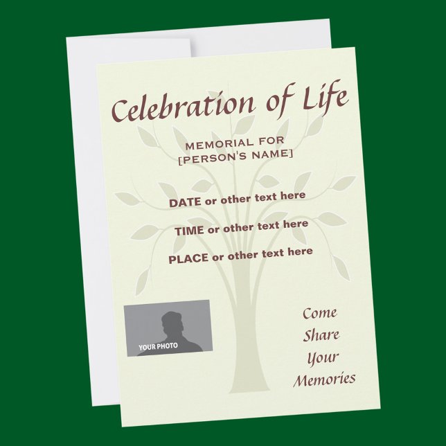 Invitation Arrière - plan personnalisé Célébration de vie Mem (Créateur téléchargé)