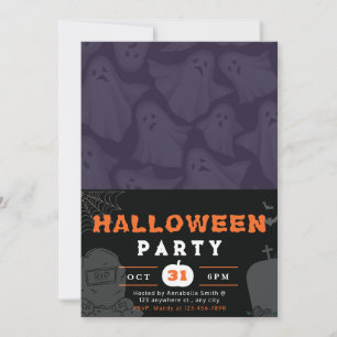 Invitation Arrière - plan pourpre avec Fantômes blancs Hallow