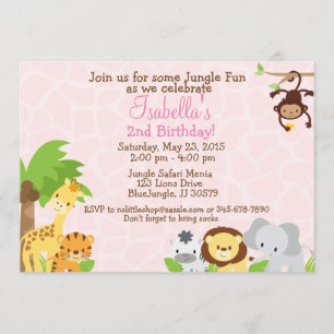 Invitation arrière - plan rose pour l'invitation de la Jungle
