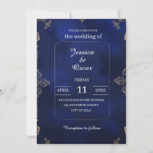 Invitation Arrière - plan Royal Blue Velvet avec Gold Filigre