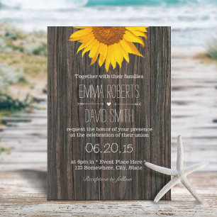 Invitation Arrière - plan rustique en bois foncé Mariage tour