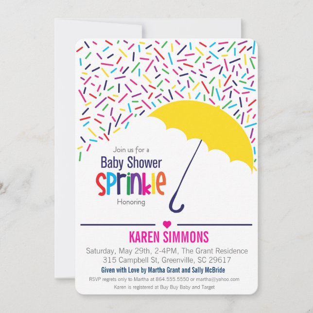 Invitation Arrosez l'invitation de baby shower, pleuvant le (Devant)