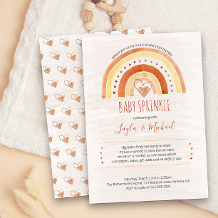 Invitation Arrosoir Bébé Lavis Aquarelle Cœur Arc-en-ciel