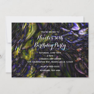 Invitation Art Abstrait Fête d'Anniversaire Tache de Couleur 
