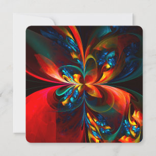 Invitation Art abstrait floral moderne motif orange bleu #14