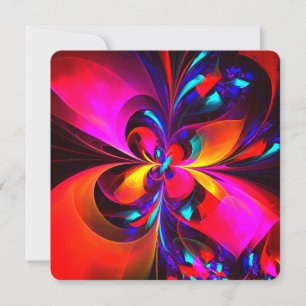 Invitation Art abstrait floral moderne motif rouge bleu #07