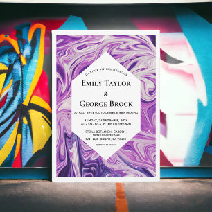 Invitation Art Abstrait moderne Galaxy Script Mariage élégant