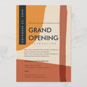 INVITATION ART ABSTRAIT MODERNE GRAND OUVERTURE ROUILLE ORANG