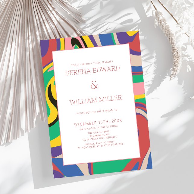 Invitation Art Abstrait moderne Mariage coloré (Créateur téléchargé)