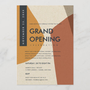 INVITATION ART ABSTRAIT MODERNE ORANGE ROUILLE VERNISSAGE