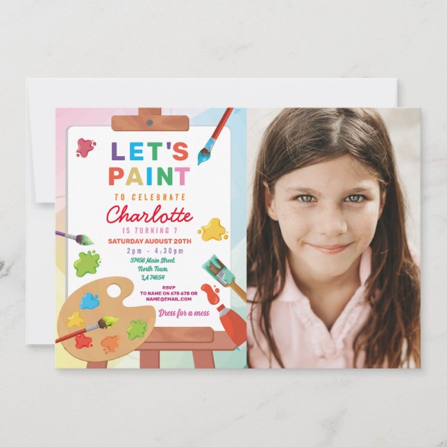 Invitation Art Anniversaire Peinture Party Peinture Artisanat (Devant)