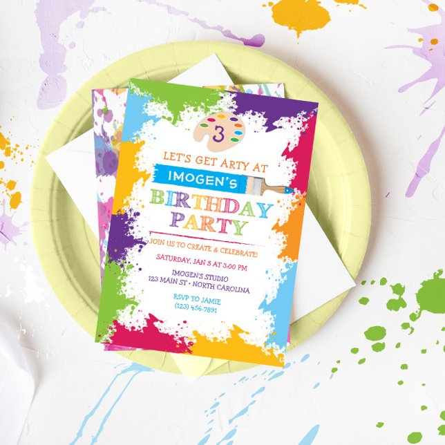 Invitation Art Artisanat Peinture Anniversaire Fête Invitatio (Créateur téléchargé)