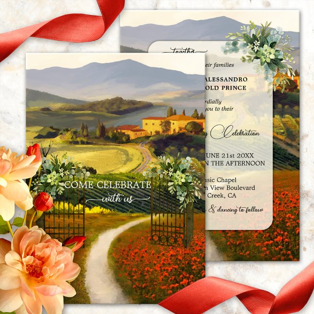 Invitation Art artistique Mariage italien toscan (Créateur téléchargé)