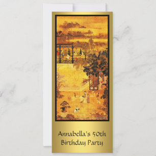 Invitation Art asiatique vintage or 50e anniversaire