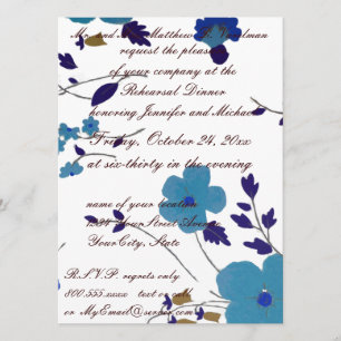 Invitation Art bleu de fleur de dîner de répétition