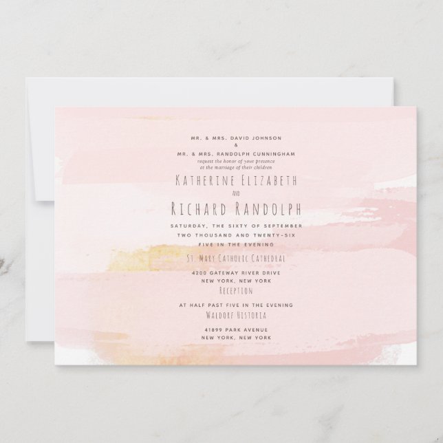 Invitation Art contemporain moderne Blush/Mariage d'or II (Devant)