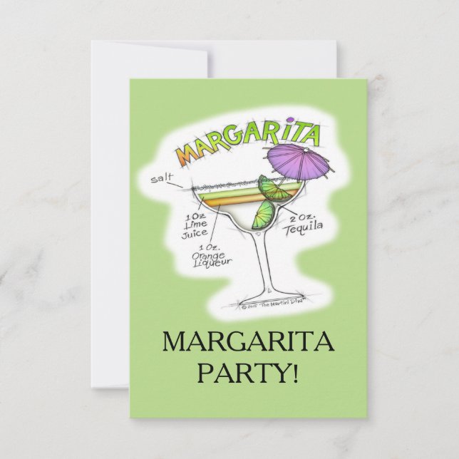 INVITATION ART DE COCKTAIL DE RECETTE DE MARGARITA (Devant)