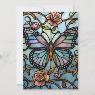 Invitation Art de papillon bleu en verre antique