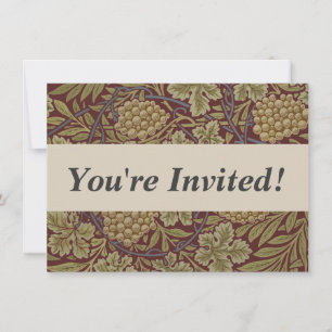 Invitation Art de vigne rouge vert William Morris