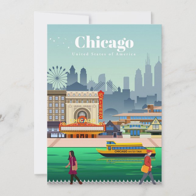 Invitation Art de voyage Voyage à Chicago (Devant)