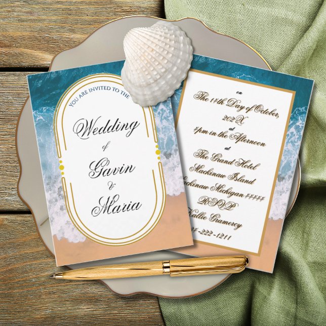 Invitation Art Déco Art Nouveau Floral Or Tone Moderne (Créateur téléchargé)