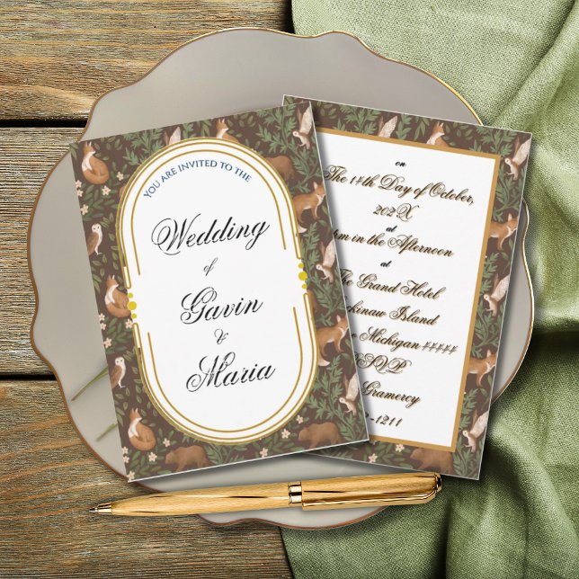 Invitation Art Déco Art Nouveau Floral Or Tone Moderne (Créateur téléchargé)