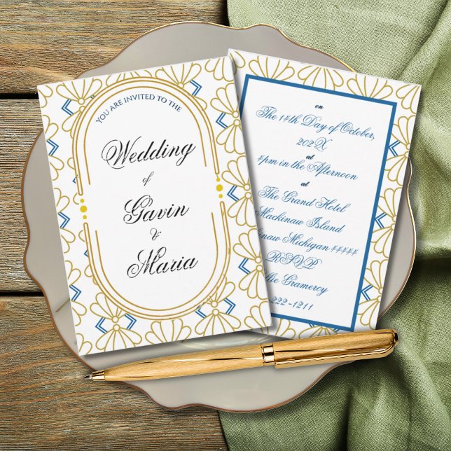 Invitation Art Déco Art Nouveau Floral Or Tone Moderne (Créateur téléchargé)