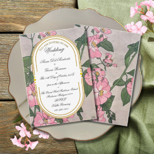 Invitation Art Déco Art Nouveau Floral Prairie Rose
