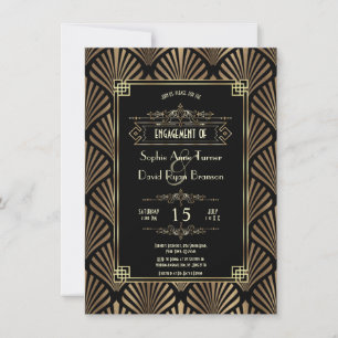 Invitation Art Déco Black Gatsby 1920's Engagement Party