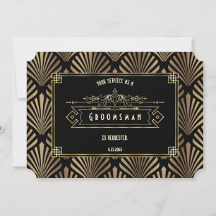 Invitation Art Déco Black Gatsby Serez-Vous Mon Groomsman