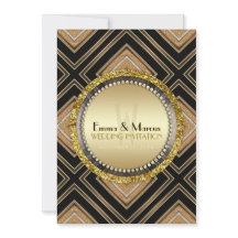 Art Déco Black Gold Geometry Mariage événement spé