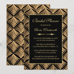 Invitation Art Déco Black Gold Great Gatsby Fête des mariées