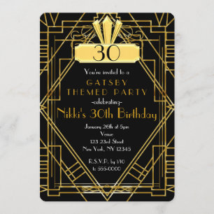 Invitation Art Déco Black & Gold Party