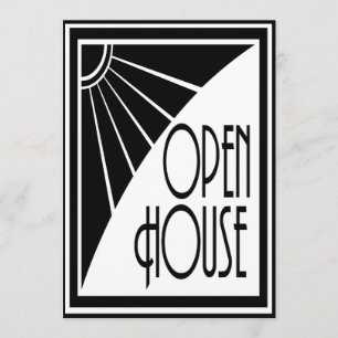 Invitation Art Déco Chic noir et blanc Open House Personnalis