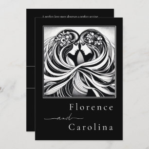 Invitation Art déco classique moderne Mariage noir & blanc