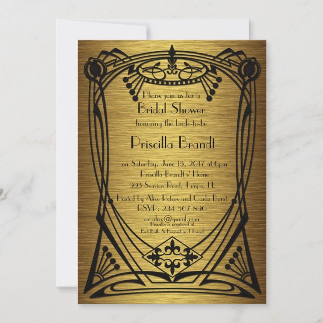 Invitation Art déco de Fête de la mariée grand-Gatsby (Devant)