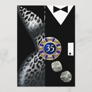Invitation Art déco de Las Vegas Anniversaire Leopard cobalt 